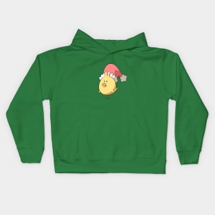 Cute Chick with Santa hat Kids Hoodie